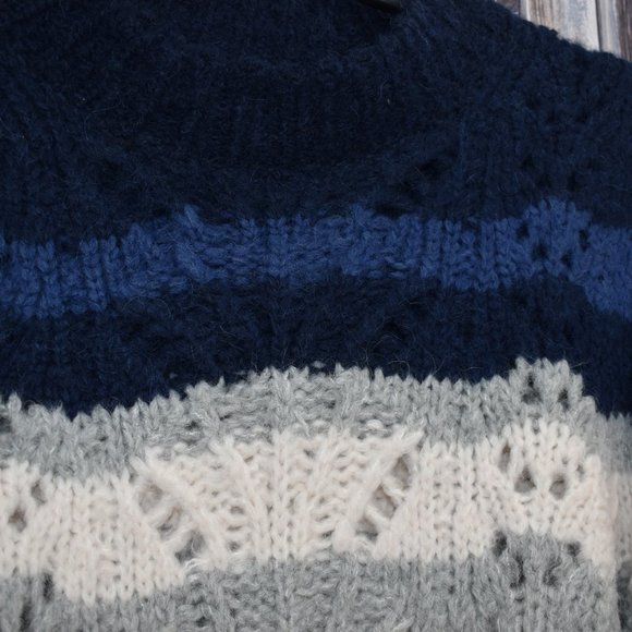 Point Sur Pointelle Knit Sweater Wool Alpaca XXL - Picture 3 of 8